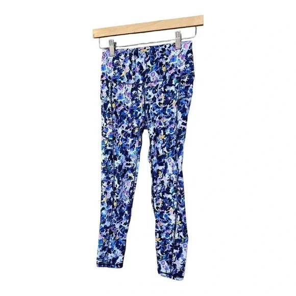 GAIAM Women's Colorful Blue and Purple Hues Floral Yoga Pants Size XS - Picture 3 of 6